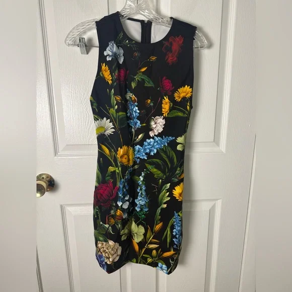 Alice + Olivia Wynell A-Line Mini Dress in Social Hour Black 2 - Picture 2 of 8